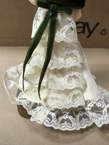 Antique Mini Porcelain Head Doll On Stand 8.25” Tall - Picture 7 of 11