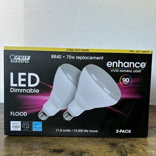 Feit BR40 LED Flood Lights 75 Watt LED Soft White Dimmable Qty 2 Enhance Vivid - Picture 2 of 11