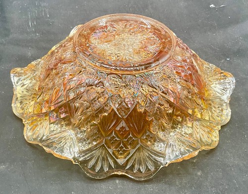 VINTAGE CARNIVAL MILLERSBURG RADIUM MARIGOLD NESTING SWAN RUFFLED BOWL - Picture 7 of 8
