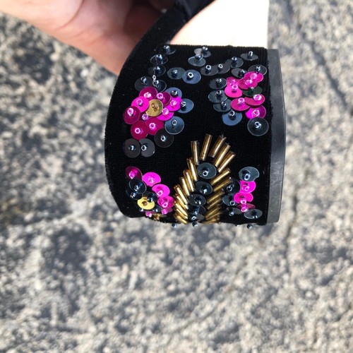 Loeffler Randall Lulu Black Velvet Beaded Heel Mule Womens Size 5 - Picture 7 of 8