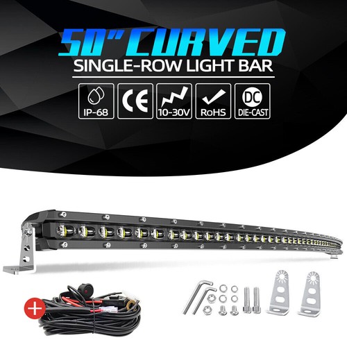 Slim Curved 20"26"32"38"44"50" Single Row LED Light Bar Off Road Driving SUV ATV - Picture 36 of 37