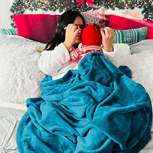 Bedsure Fleece Blanket Queen Blanket Teal - Bed Blanket Soft Lightweight Plush - Picture 11 of 13