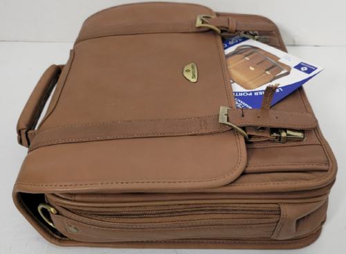 Samsonite Brown Tan Top Grain Leather Portfolio Briefcase Bag - Picture 7 of 21