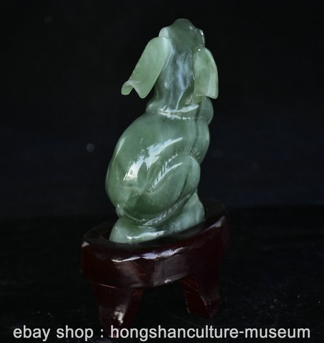 Belle statue lapin feng économies shui sculpture jade Xiu naturel vert Chine 6