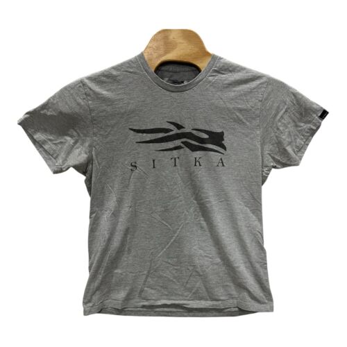 Sitka Gear Gray Logo T Shirt Mens Size L Pima Cotton Pullover Short Sleeve - Picture 2 of 8
