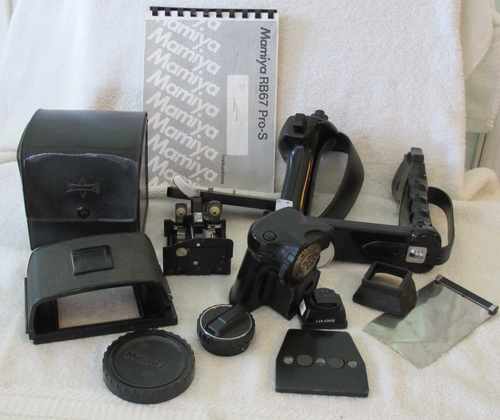 MAMIYA Sekor ORIGINAL RB 67 Super Pro Parts LOT Untested Grip Back Winder Case