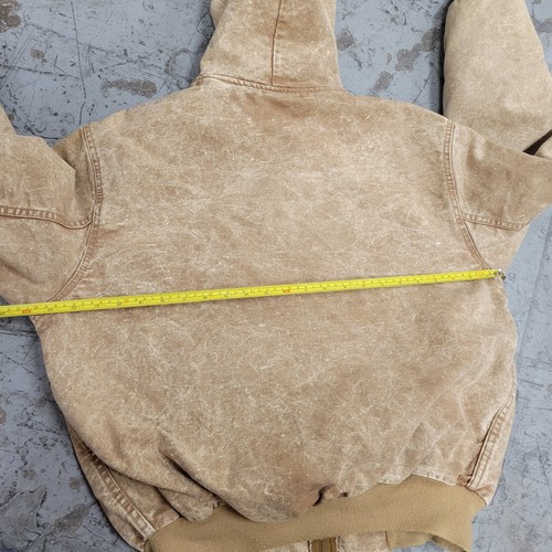 Vintage Carhartt Jacket JR106 Stonewashed Thermal Lined Beige Tan Hooded Size XL - Picture 10 of 14