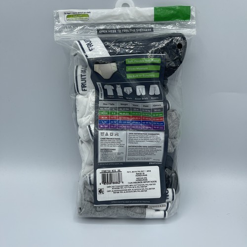 Fruit of the Loom Boys Tag Free Cotton Briefs Black White Gray Size XS 7PK NEW - Picture 2 of 6