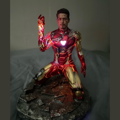 Marvel Endgame Tony Stark Iron Man Mark85 Finger Snap Lights statue figure 24cm - Picture 2 of 12