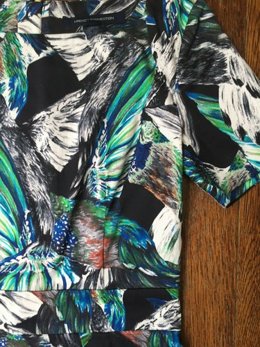 French Connection Womens Stretch Mini Dress Sz 4 $198 Tropical Print Black Multi - Picture 11 of 12