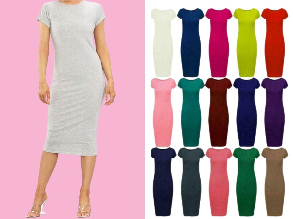 Cap sleeve jersey bodycon midi dress sale