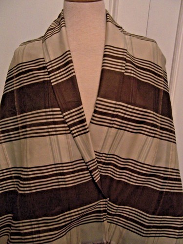 3yd BP#61 BEIGE BROWN TEXTURED SILK TAFETTA PLAID DRESS HOME - Picture 8 of 11