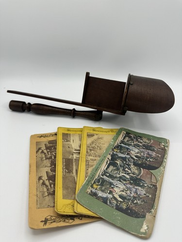 Antique (1874) View finder- Stereoscope-made Of Wood- 4 Cards- See Description - Picture 1 of 18