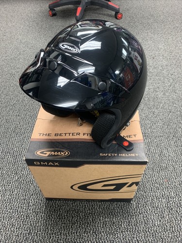 Casco de motocicleta cara abierta GMAX OF-2 negro mediano con visera a presión - Imagen 1 de 8