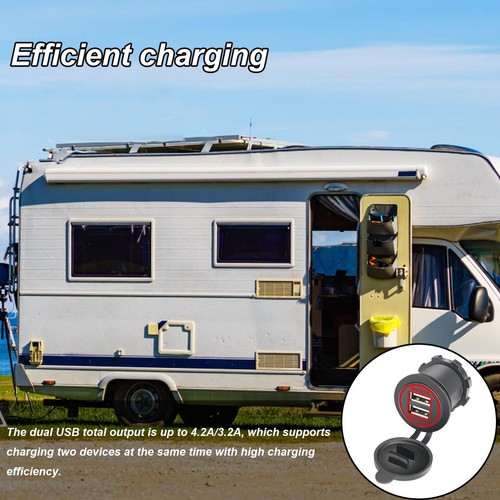 Prise chargeur USB double charge rapide 12v/24v 3,2A prise de courant pour voiture bateau camping-car - Photo 8 sur 15