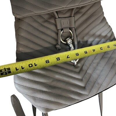 Rebecca Minkoff Edie Flap Leather Quilted Backpack Bag GRAY 