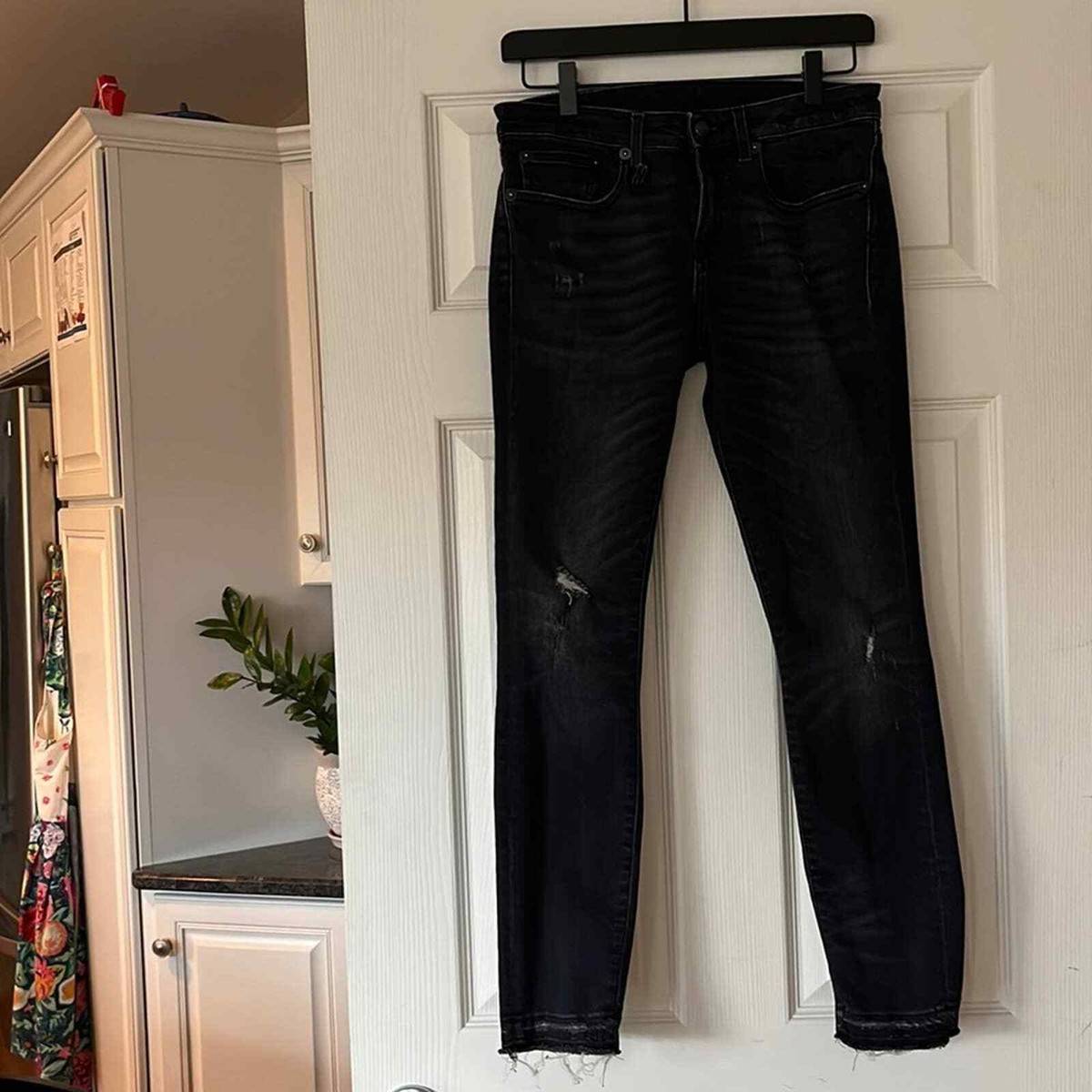 R13 Alison crop distressed skinny mid rise ankle jeans