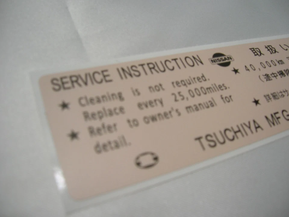 Pegatina de instrucciones de servicio para caja de purificador de aire DATSUN (se adapta a Nissan B110 240Z C10) Foto 3 de 4