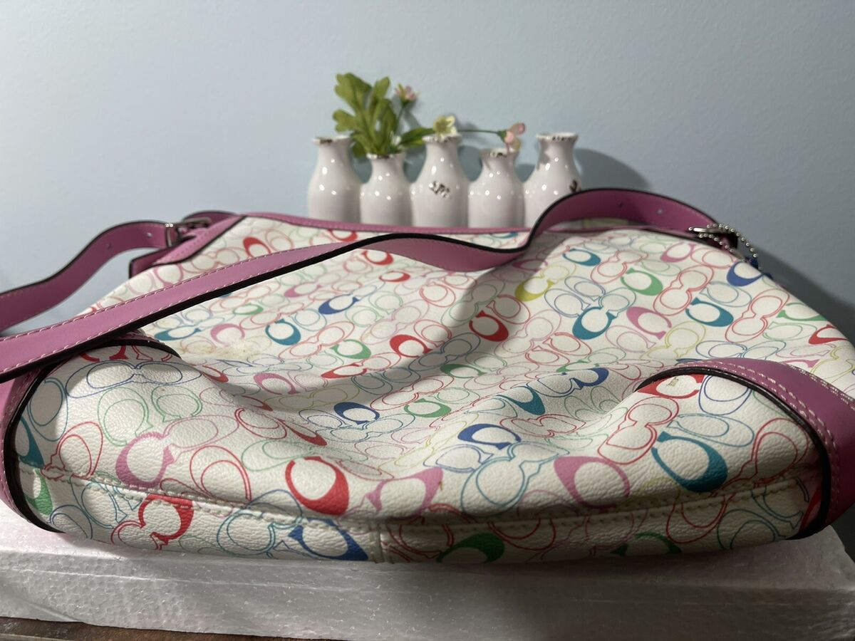 COACH HERITAGE CHELSEA PINK TRIM MULTICOLOR SIGNATURE F16481 COACH HERITAGE CHELSEA PINK TRIM MULTICOLOR SIGNATURE F16481