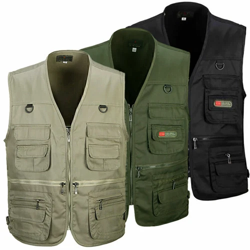 Herren Cargojacke Weste Ranger Fotograf Wandern Jagd Arbeitsweste Jacke Outdoor- - Bild 12 von 28