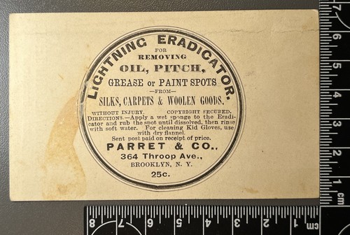 Antica cartolina commerciale vittoriana pubblicitaria - Parret & Co - Brooklyn NY - Foto 2 di 2