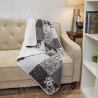 Donna Sharp Indiana Farmhouse Pieced Cotton Black White Quilted Throw Rustic Tan