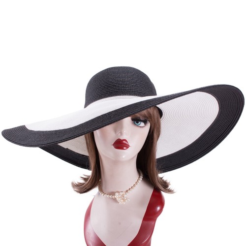 6.7" Womens Church Kentucky Derby Wide Brim Straw Summer Floppy Sun Hat A330 - Picture 94 of 109