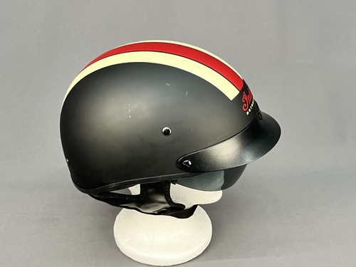 Indian Motorcycle Half Helmet with Retro Racing Stripe, Black SZ Large (334) - Picture 3 of 24