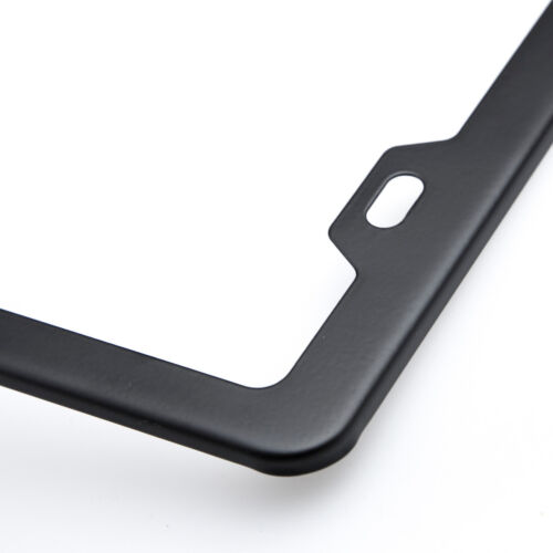 For FERRARI License Plate Frame Matte Black W/Chrome Logo Engraved Cap Stainless - Picture 3 of 12