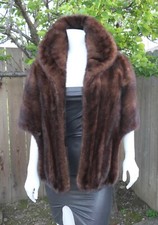Luxury Real Brown Mahogany Ranch Mink Fur Stole Shawl Cape Formal Wedding Bridal