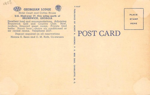 GEORGISCHE LODGE Braunschweig, GA Straßenkaffeehaus 1940er Jahre Leinen Vintage Postkarte - Bild 2 von 2