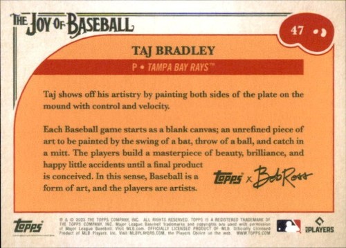 Taj Bradley 2023 Topps X Bob Ross The Joy of Baseball Rookie #47 Tampa Bay Rays - Picture 2 of 2
