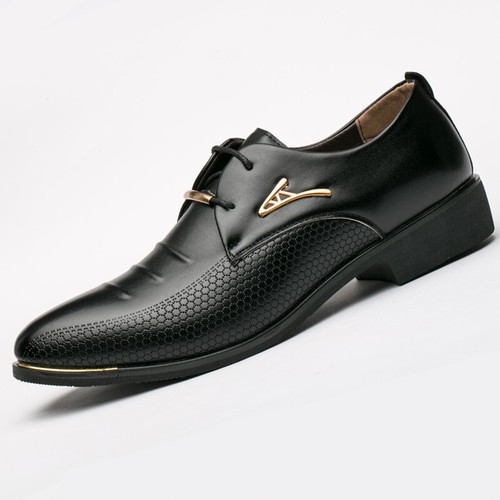 Mens Formal Business Shoes Lace Up Pointy Toe Work British Style Party Wedding - Picture 2 of 15