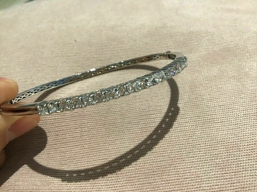 3.0CT Künstlicher Diamant Brillant Rund Armreif Armband 7.5 " Platin Beschichtet - Bild 1 von 12