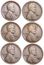 1920-D - 1929-D ALL DENVER MINT Lincoln Wheat Cent Pennies (6 COIN LOT) FREE S&H