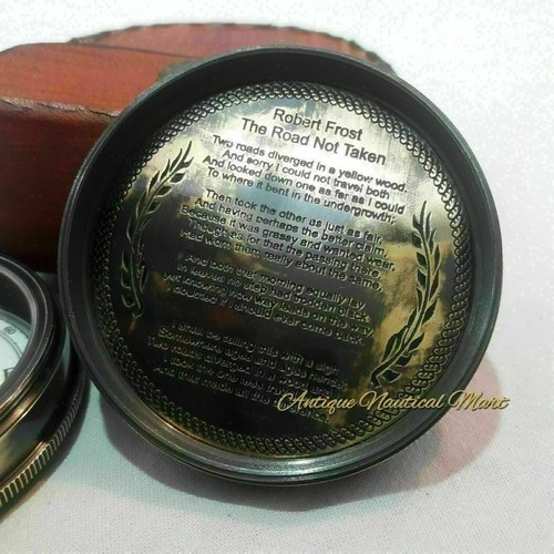 Work Stanley London Poem Brass Compass Gift Vintage Nautical With Leather Box - Picture 1 of 5