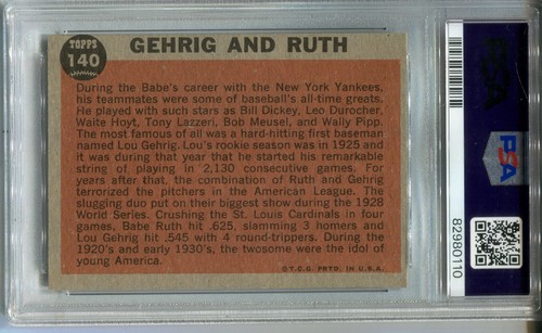 1962 Topps #140 Gehrig and Ruth PSA 5 EX *Green Tint* Babe Ruth Special - Picture 2 of 2