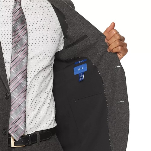 NWT Men's Navy Blue Check Slim-Fit Stretch Suit - Apt. 9 - 46R 39W 32L - Picture 4 of 14