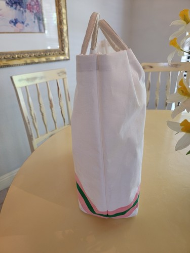Borsa da spiaggia in cotone bianco nuova con etichette Royal Standard con motivo ananas e manici in tela - Foto 6 di 9