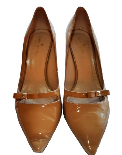 VINTAGE KATE SPADE VIOLA CAMEL HEELS 8 1/2 PREPPY MINIMALIST Boardroom Chic 