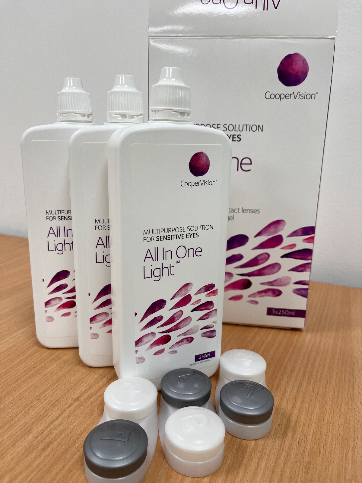 All in one Light multipurpose contact lens solution 3 x 250ml plus 3x
