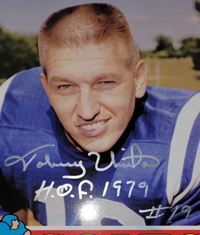 Johnny Unitas 1996 Autographed Inscribed 1971 Topps Jumbo Card 7 5 Johnny unitas 1996 autographed inscribed 1971 topps jumbo card 7 5