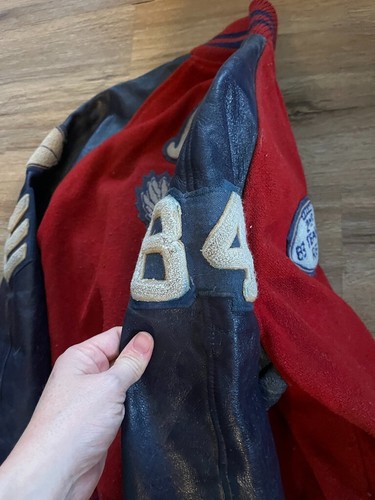 VTG Men's Flynntan Red Leather Letterman's Football Eagle Jacket Sz 42 - Picture 7 of 11