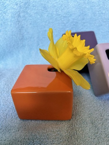 Chive Ceramic Plum, Orange, Violet Cube Square Bud Vases Set Of 3 - Picture 10 of 10