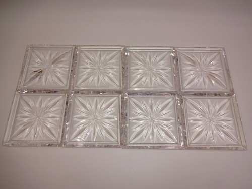 Set of 8 Vintage Colony Clear Starburst Duracite Coasters with Case Dek O - Picture 4 of 9