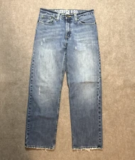 Roebuck & Co Distressed Hem Jeans, 30x30, Blue Denim Pockets - Men's