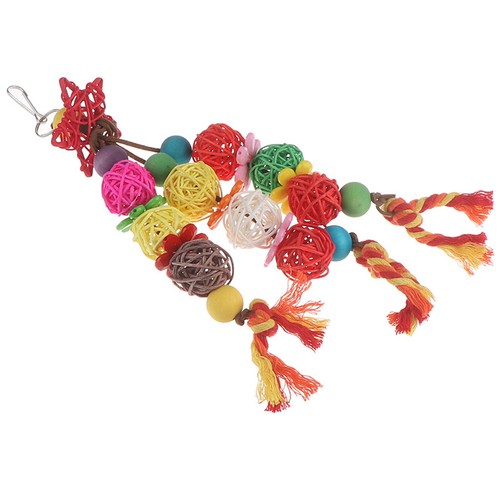 Cage Budgie vendu Colorful Standing Rattan Swing Bird Bite Playing Pet Parrot Chew -wf