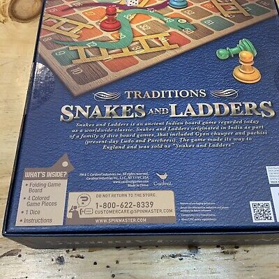 Ludo - Snakes & Ladders - Board Game - Foldable - with 4 Colours and 1 Dice