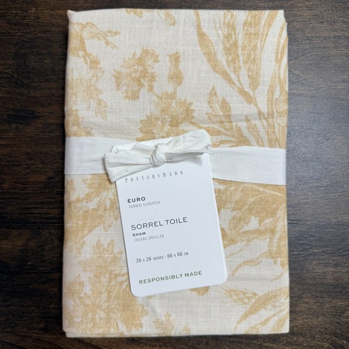 POTTERY BARN SORREL TOILE SHAMS, EURO SET OF 2 ~ HARVEST GOLD