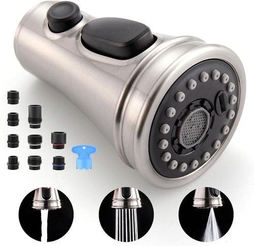 Pull Down Spray Head for Kitchen Faucet 3-Function Spray Nozzle with 9 Adapters - Picture 1 of 16